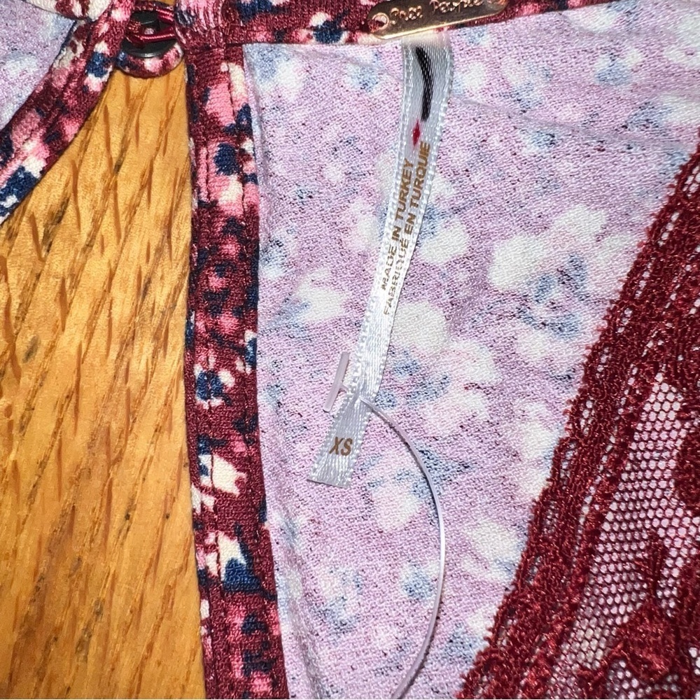 Free People Sweet Talker Floral 90s MinI Dress In Merlot - Picture 9 of 11